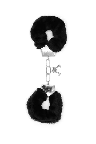 BDSM Kink Fluffy Handcuffs w/ Key - Black