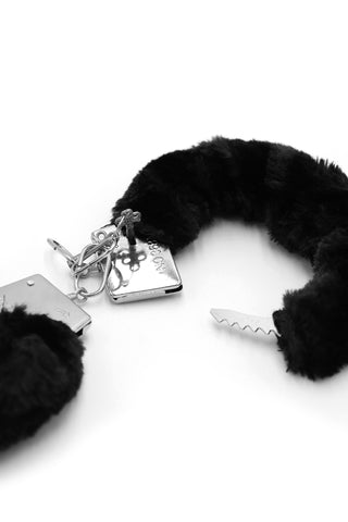 BDSM Kink Fluffy Handcuffs w/ Key - Black