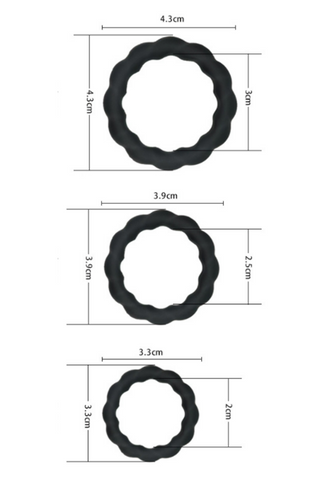 Silicone Cock Ring with Rounded Edge - 3 Pack